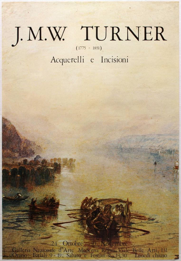 Art Exhibition Poster Turner Max Emanuel El Greco El: Group of ten art exhibition posters: 1. Original vintage advertising poster for J.M.W. Turner (1775 - 1851) Watercolors and Engravings Exhibition held in National Gallery of Modern Art Rome. Good cond