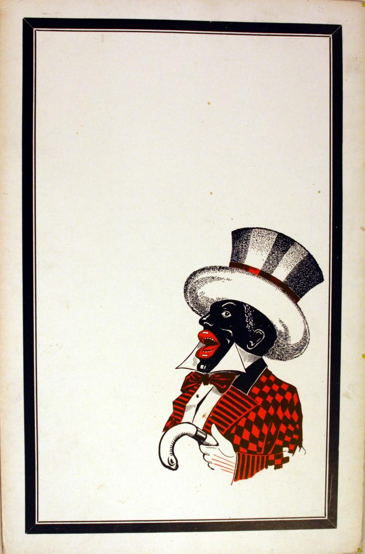 Advertising Poster Cabaret Minstrel: Original vintage poster on carton with an image of a Black Cabaret Minstrel. Good condition, bumps on corners, minor stains.Country: France, year: 1920s, designer: Unknown, size(cm): 54.5x35.5.