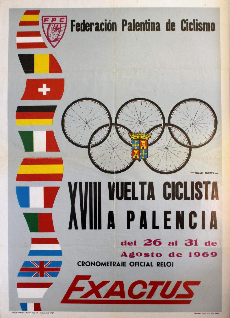 Sport Poster Vuelta Palencia Cycling Race Spain: Original vintage sport cycling poster for the XXVIII Vuelta Ciclista a Palencia / Palencia Tour from 26-31 August 1969 organised by Federacion Palentina de Ciclismo / Cycling Federation of Palencia (n