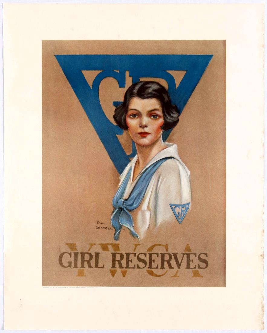 Original Propaganda Poster YWCA Girl Reserves USA: Original vintage propaganda poster for the YWCA Girl Reserves. The World Young Women's Christian Association is a movement working for the empowerment, leadership and rights of women, young women and 