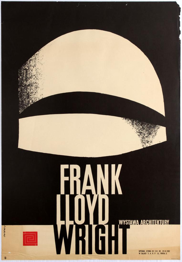 Advertising Poster Frank Lloyd Wright Architecture: Polish Advertising Original VintagePoster â€“ Frank Lloyd Wright â€“ Architecture Exhibition â€“ 1962 â€“ Waldemar Swierzy Country: Poland. Year: 1962. Artist: Waldemar Swierzy. Si