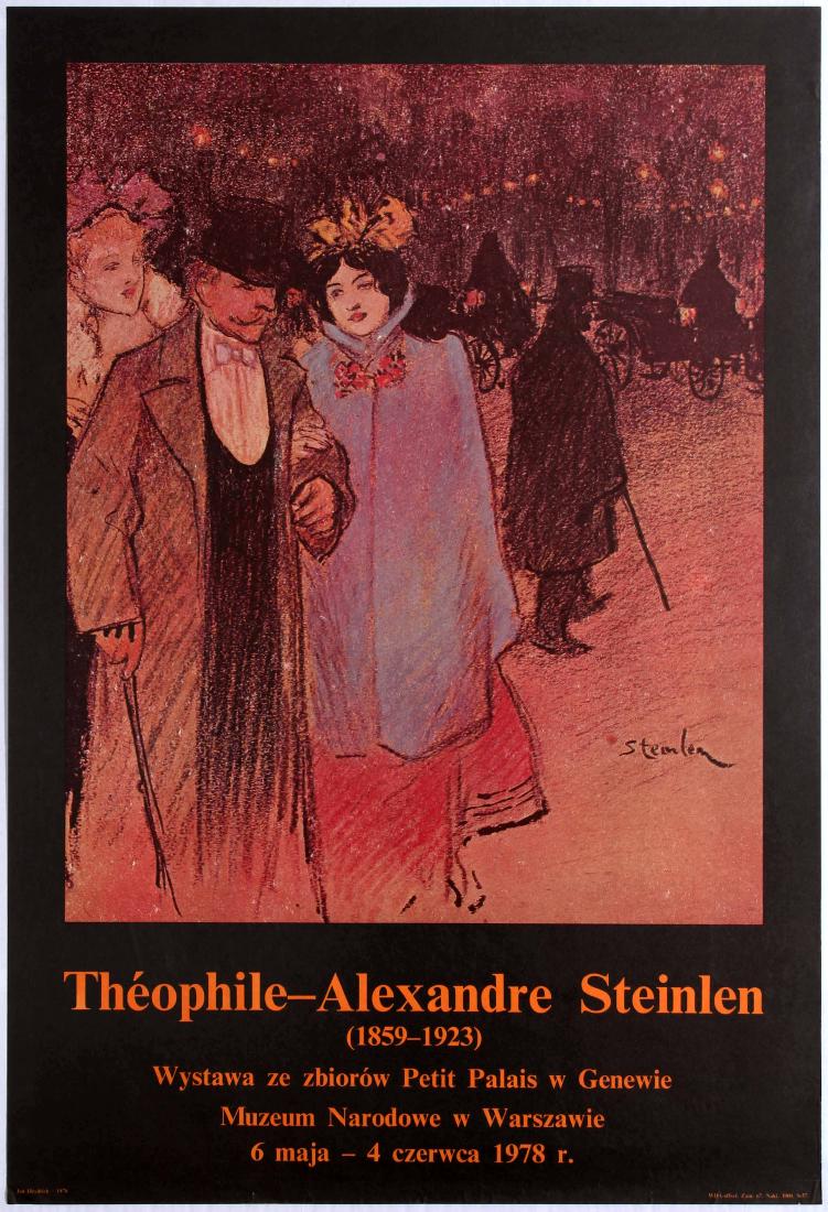Advertising Poster Steinlen Exhibition National Museum: Advertising Original Vintage Poster for a Theophile Alexandre Steinlen exhibition at the National Museum of Poland, 1978. Country: Poland. Year: 1978. Artist: Steinlen. Size (cm): 97.5x66 Good conditi