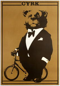 Advertising Poster Cyrk Bear in Tuxedo Bicycle Waldemar