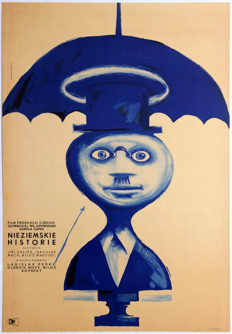 Movie Poster Czechoslovakia Unearthly Stories: Polish Movie Original Vintage Poster for the Czech film Nieziemskie Historie (O vecech nadprirozenych) â€“ Franciszek Starowiesky Directed by Jiri Krejcik & Jaroslav Mach - Starring: Ladislav Pes