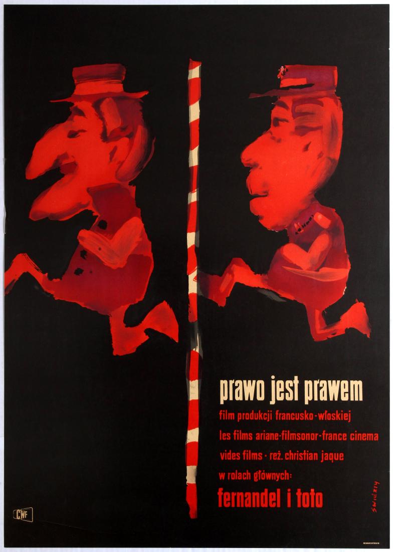 Movie Poster France Italy Law Is Law Fernandel Waldemar: Polish Movie Original Vintage Poster for the French-Italian film The Law Is the Law (La loi c'est la Loi / Prawo jest prawem) - Waldemar Swierzy Directed by Christian-Jaque - Starring : Fernandel, Tot