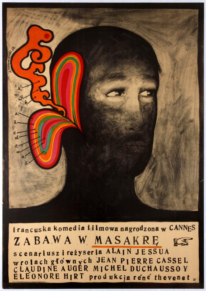 Movie Poster France The Killing Game Franciszek: Polish Movie Original Vintage Poster for the French film The Killing Game (Jeu de Massacre / Zabawa w Masakre) - Franciszek Starowieyski Directed by Alain Jessua - Starring: Jean-Pierre Cassel, Claudi