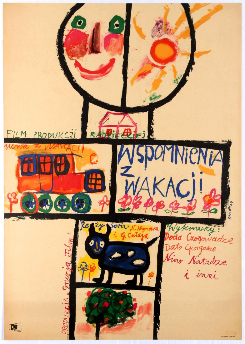 Movie Poster USSR Tiny Knights Waldemar Swierzy: Polish Movie Original Vintage Poster for the 1963 Soviet film Tiny Knights (Wspomnienia z Wakacji) - Waldemar Swierzy. Malenkije rycari - Tiny Knights, produce by Georgia film, Gruzia Film. Directed b