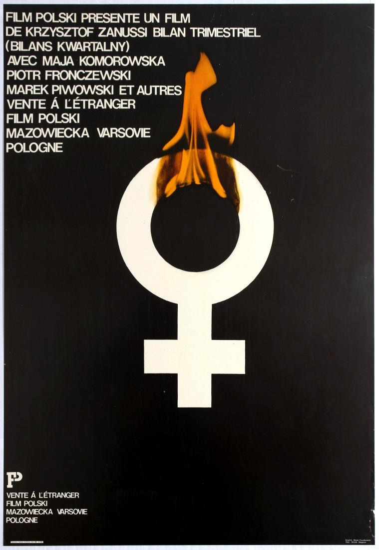 Movie Poster Desion of a Woman Export Version France: Movie Original Vintage Poster for the Polish film A Woman's Decision (Bilan Trimestriel / Bilans Kwartalny) - French Original Vintage Poster Directed by Krzysztof Zanussi - Starring: Maja Komorowska, 