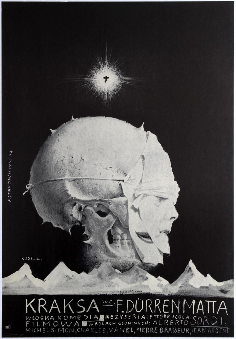 Movie Poster Italy Wonderful Evening Ettore Scolla: Polish Movie Original Vintage Poster for the Italian film The Most Wonderful Evening of My Life (Kraksa wg F. Durrenmatta) â€“ Directed by Ettore Scolla Starring: Alberto Sordi, Michel Simon, Cha