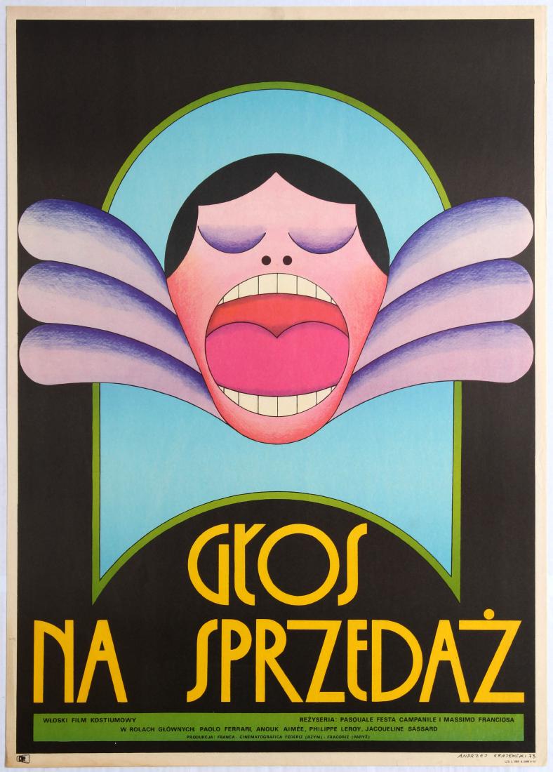Movie Poster Italy White Voices Andrzej Krajewsk: Polish Movie Original Vintage Poster for the 1964 Italian film White Voices (Gros na Sprzedaz) - Andrzej Krajewsk Directed by Pasquale Festa Campanile And Massimo Franciosa â€“ Starring: Paolo Fe