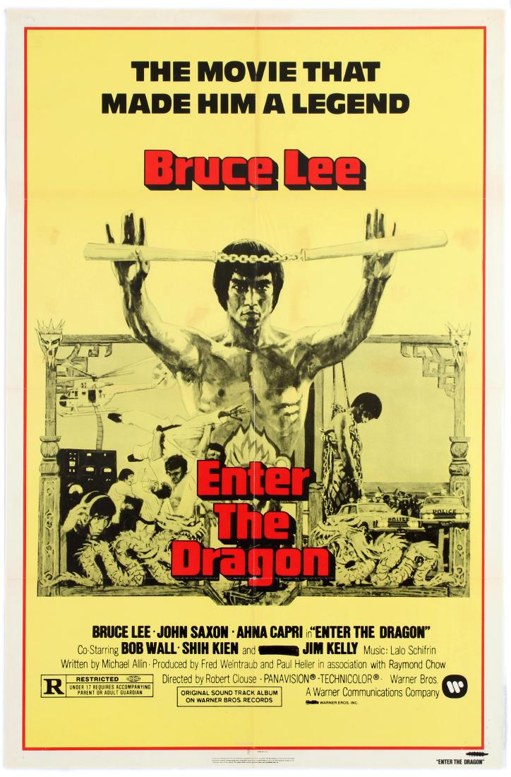 Movie Poster Enter The Dragon Bruce Lee Kung Fu: Movie Original Vintage Poster for the 1979 re-release of Enter The Dragon. The classic 1973 Robert Clouse Hong Kong/U.S. kung fu martial arts action crime thriller ("Their deadly mission: to crack the