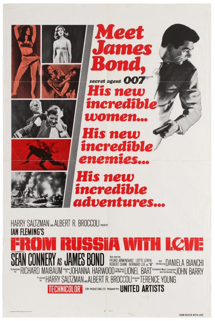Film Poster James Bond From Russia With Love 007: Original vintage movie poster for the US re-release of the 1964 007 James Bond film From Russia with Love directed by Terence Young and starring Sean Connery, Robert Shaw, Pedro Armendariz, Lotte Leny