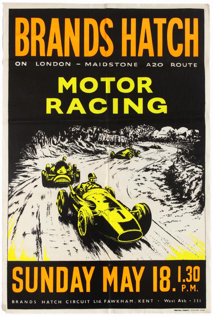 Sport Poster Brands Hatch Motor Car Racing Cooper: Original vintage Brands Hatch Motor Racing poster for the race held on May 18th, 1958. Race results: 1st Trevor Taylor - Cooper, 2nd Don Parker - Cooper, 3rd Tommy Bridger - Cooper, 4th Gordon Jones -