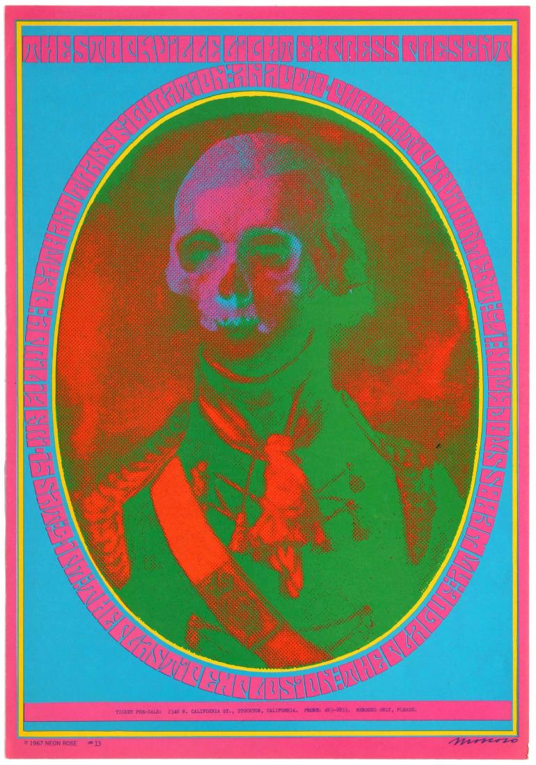 Advertising Poster Plastic Explosion Death and: Original vintage advertising poster for a concert presented by The Stockville Light Express featuring the performers The Plastic Explosion -The Plague Webb's in Stockton - Death and Transfiguration. P