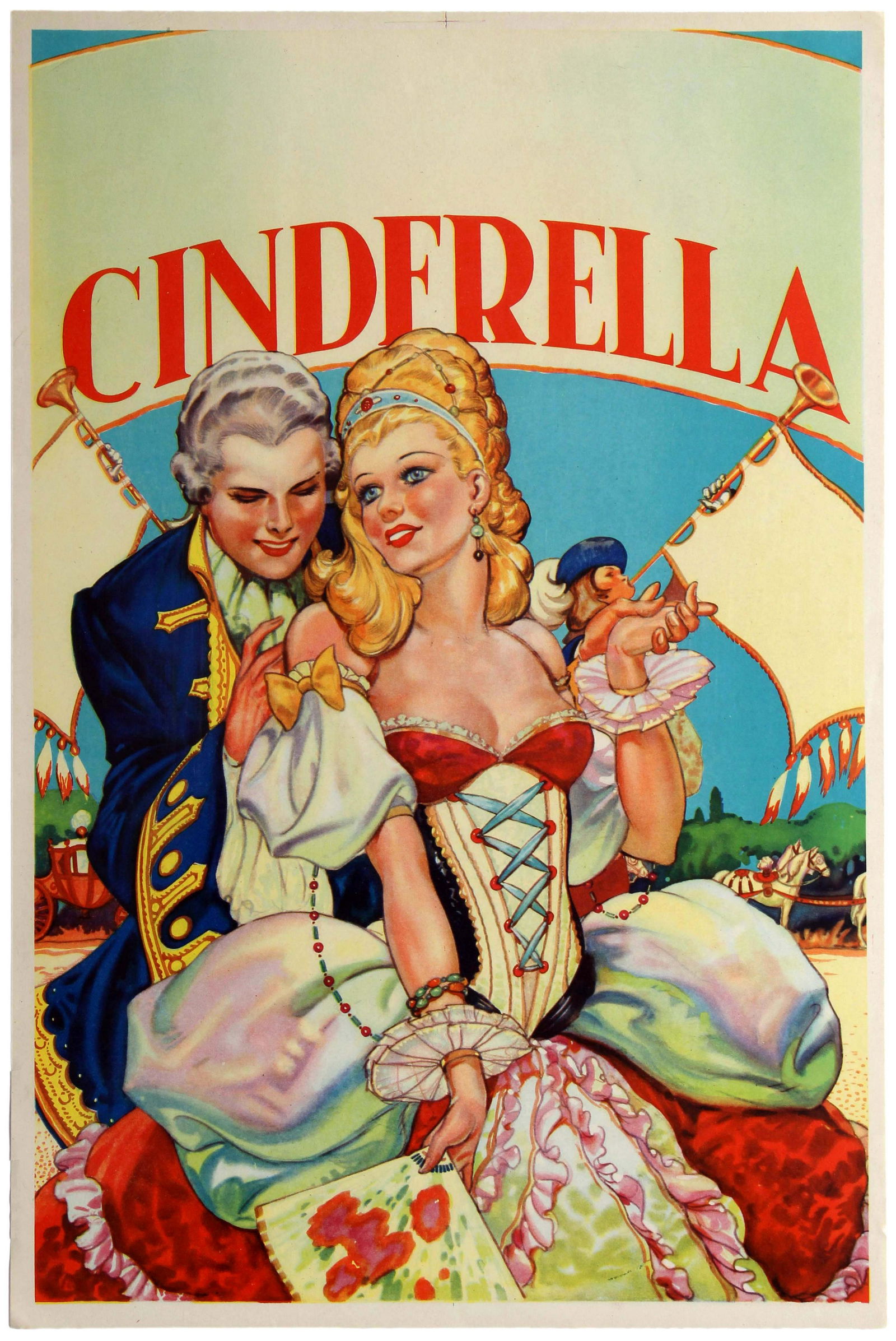 Advertising Poster Set of 10 Theatre UK Cinderella: Set of ten original vintage advertising poster for the English stage pantomime production of Cinderella, featuring a great colourful artwork showing Cinderella in her somptuous ballgown dancing with t