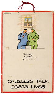 War Poster Careless Talk Costs Lives WWII Fougasse: Original vintage World War Two poster by the notable British cartoonist and illustrator Fougasse (Cyril Kenneth Bird; 1887-1965), one of the posters from the popular Careless Talk Costs Lives wartime