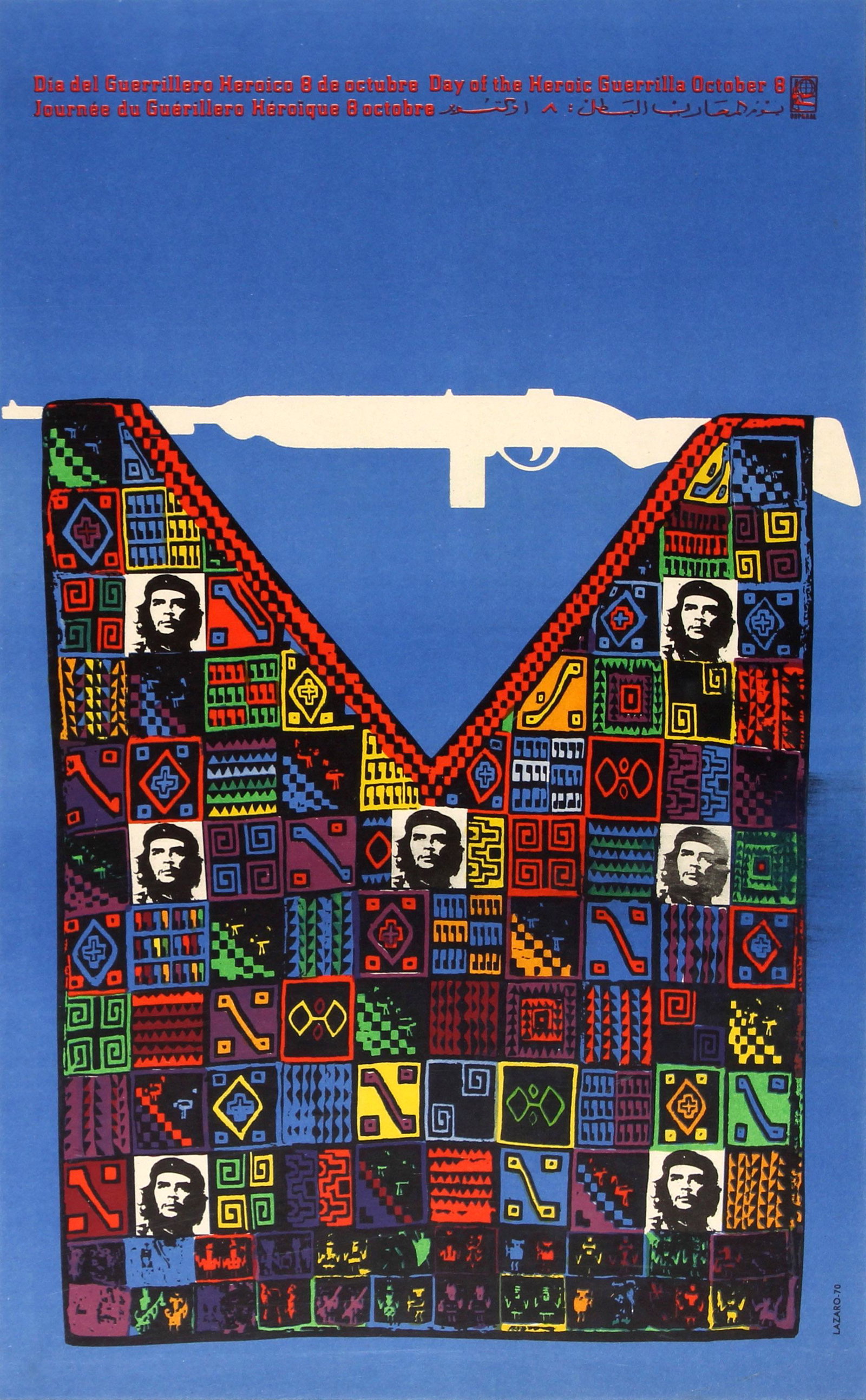 Propaganda Poster OSPAAAL Day Of The Heroic Guerrilla: Original vintage propaganda poster published by the Organisation of Solidarity with the People of Asia Africa and Latin America (OSPAAAL), an organisation founded in Havana Cuba in 1966 as a political