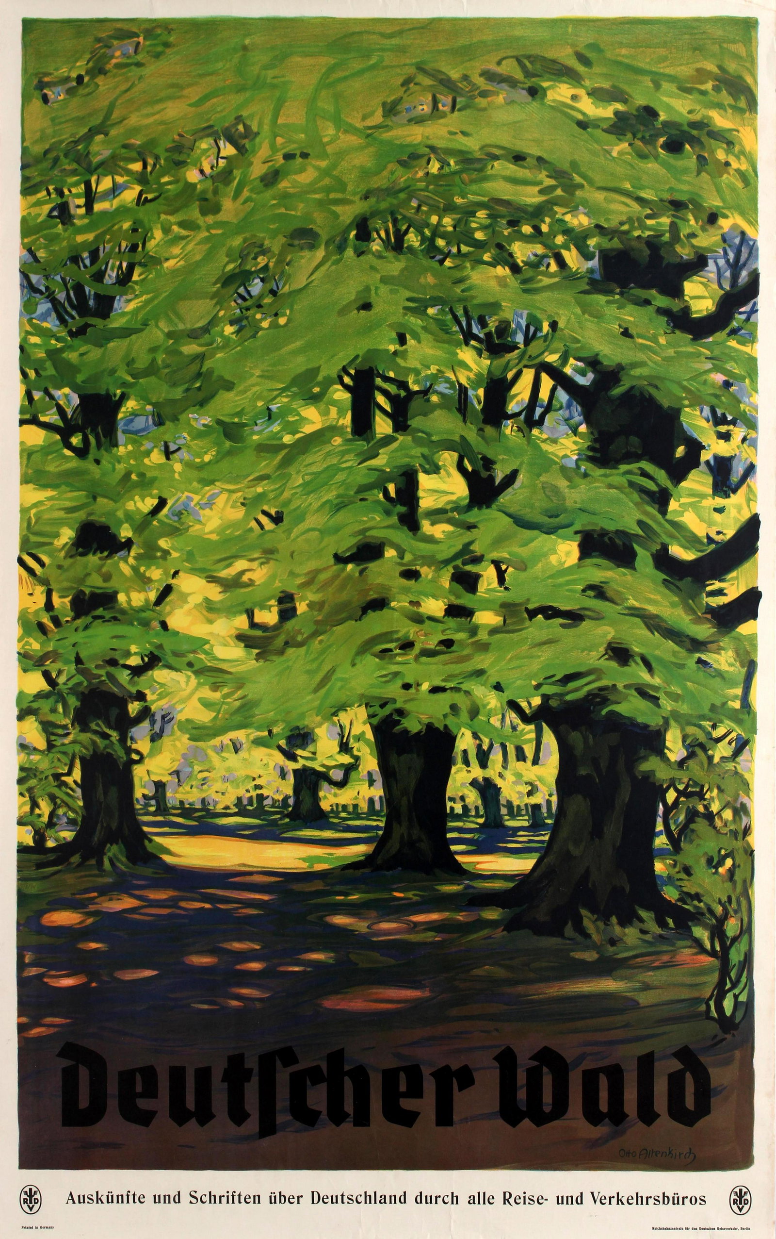 Travel Poster German Forest Railway Germany Nazi Reich: Original vintage travel advertising poster published in the Nazi Germany by national German travel agency and State Railways to encourage tourists to visit Germany's forests and woodlands - Deutscher 