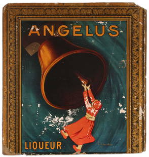 Advertising Poster Angelus Liquor Cappiello: Original vintage advertising poster for Angelus Liqueur (Angelus Liquor) designed by the notable artist Leonetto Cappiello showing a young choir boy pulling onto the clapper of a giant bell with the