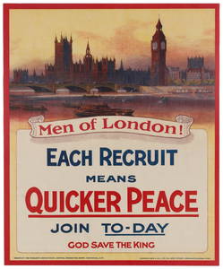 Propaganda Poster London Men WWI Recruiting UK Each