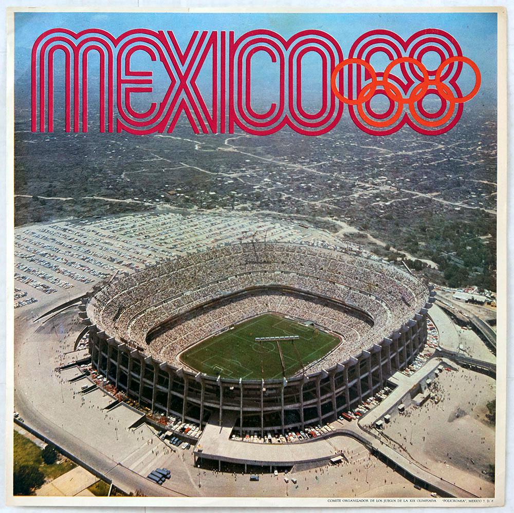 Sport Poster Mexico 1968 Olympics Football Stadium: Original vintage sport poster for the 1968 Summer Olympics in Mexico. This poster features a colour photograph of the Football Olympic stadium (Estadio Azteca) which was inaugurated in 1966, in Mexico