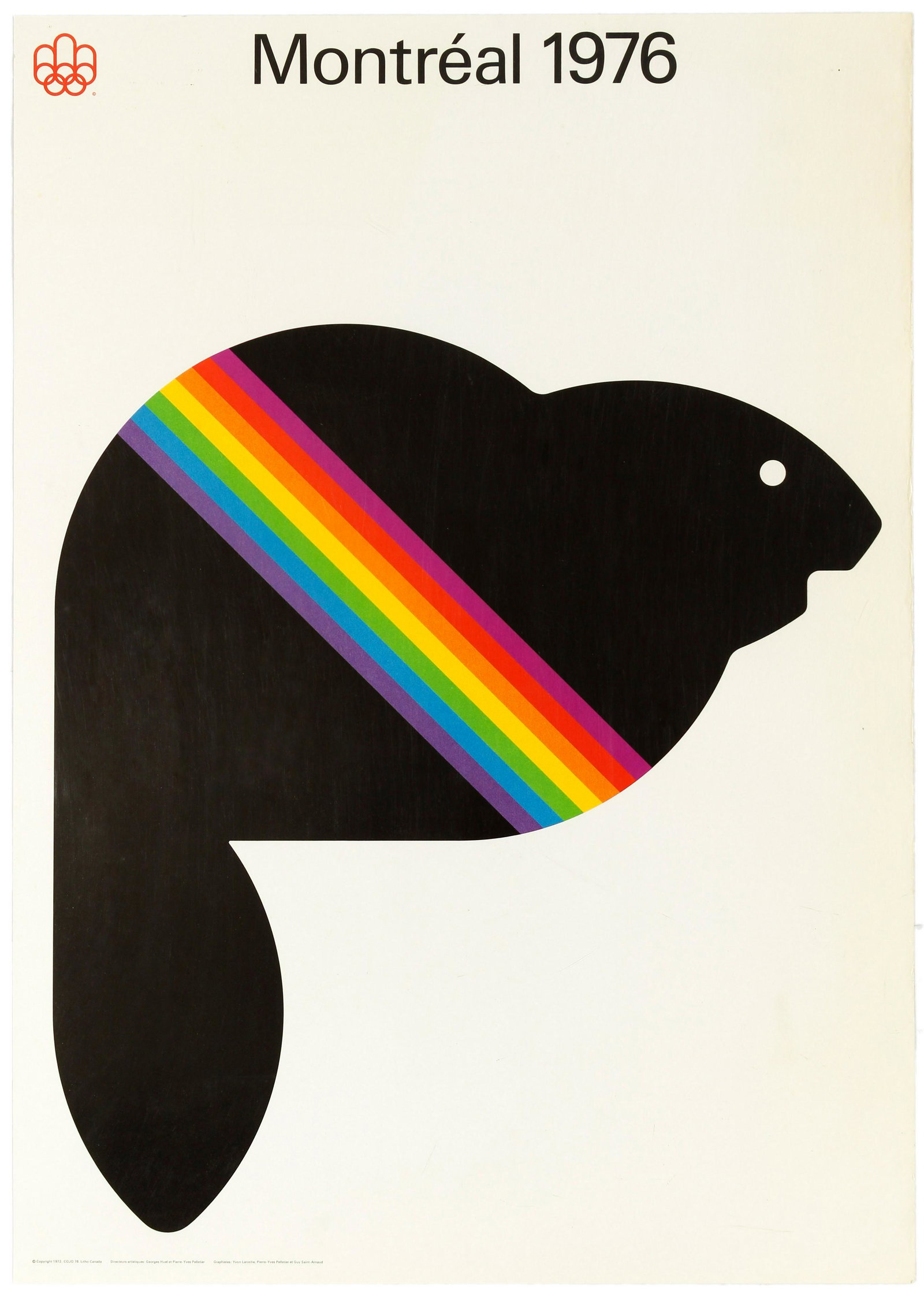 Sport Poster Montreal Summer Olympics Amik Beaver 1976: Original vintage sport poster for the Montreal Summer Olympic Games 1976. This limited edition poster is showing the iconic beaver, commissioned and created by COJO designers (the official Olympics or