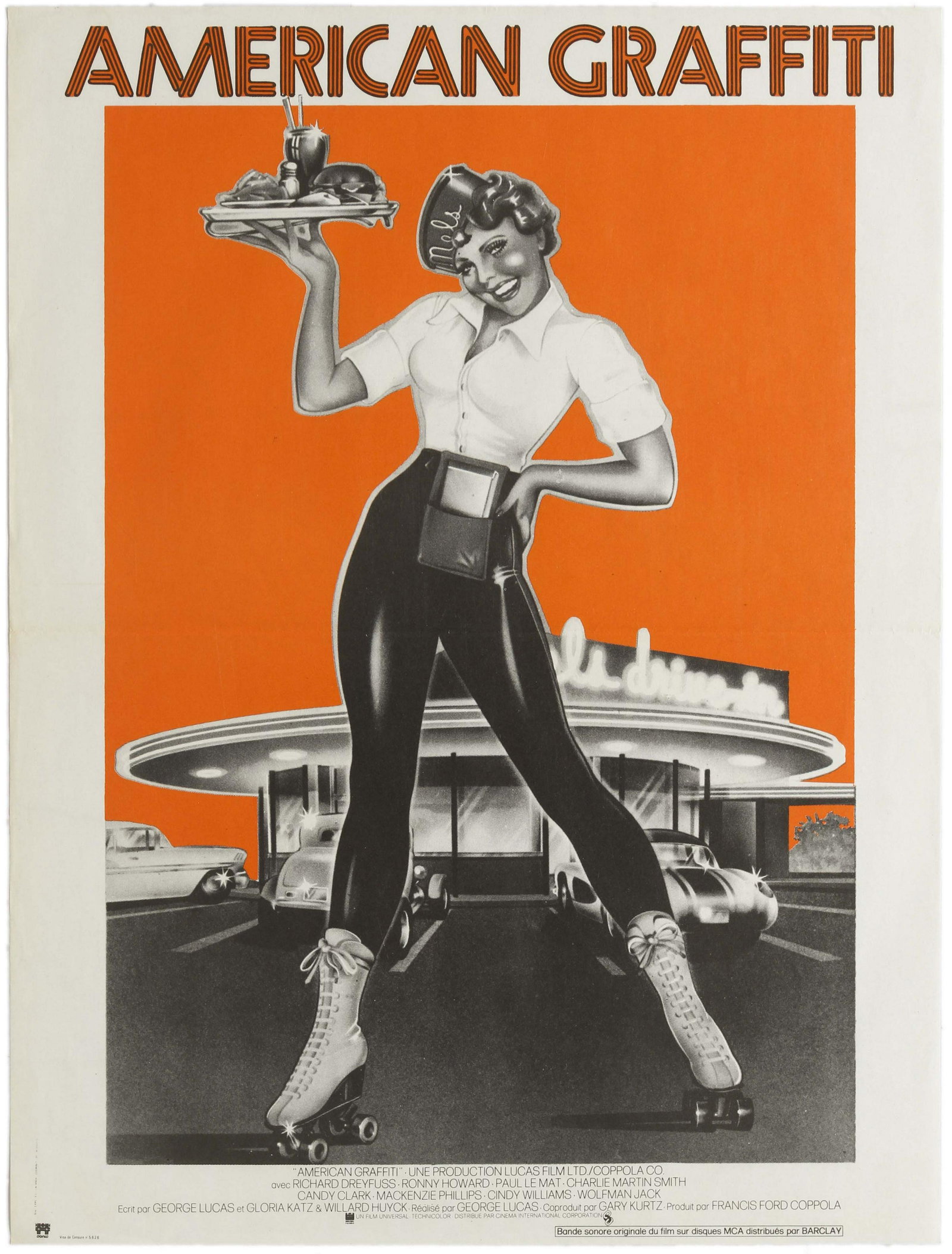 Movie Poster American Graffiti George Lucas US Diner: Original vintage movie poster for the 1973 American coming-of-age comedy film American Grafitti directed and co-written by George Lucas and produced by Francis Ford Coppola. Starring Richard Dreyfuss,