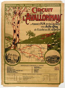 Original Travel Poster Avallon Circuit PLM Railway: Original vintage travel poster for Circuit de L'Avallonnais excursions issued by French railroad company P.L.M / The Compagnie des chemins de fer de Paris a Lyon et a la Mediterranee - Great