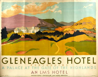 Original Travel  Poster Gleneagles Hotel LMS Perthshire