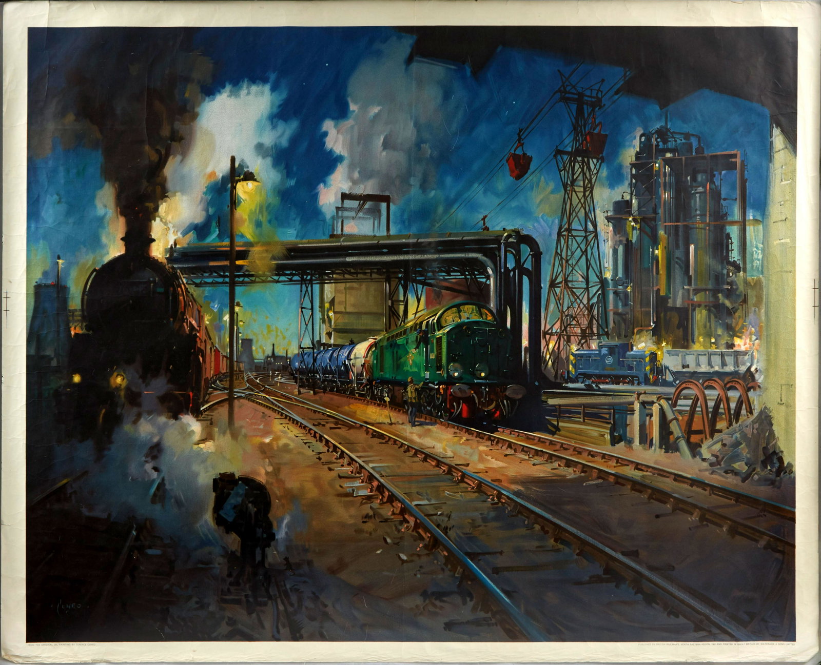 Original Travel Poster British Railways Service to: Original vintage British Railways poster - Service To Industry (rare version before text was applied to the posters) - featuring an industrial painting by the notable British artist Terence Tenison Cu