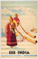 Original Travel Poster See India Kangchenjunga