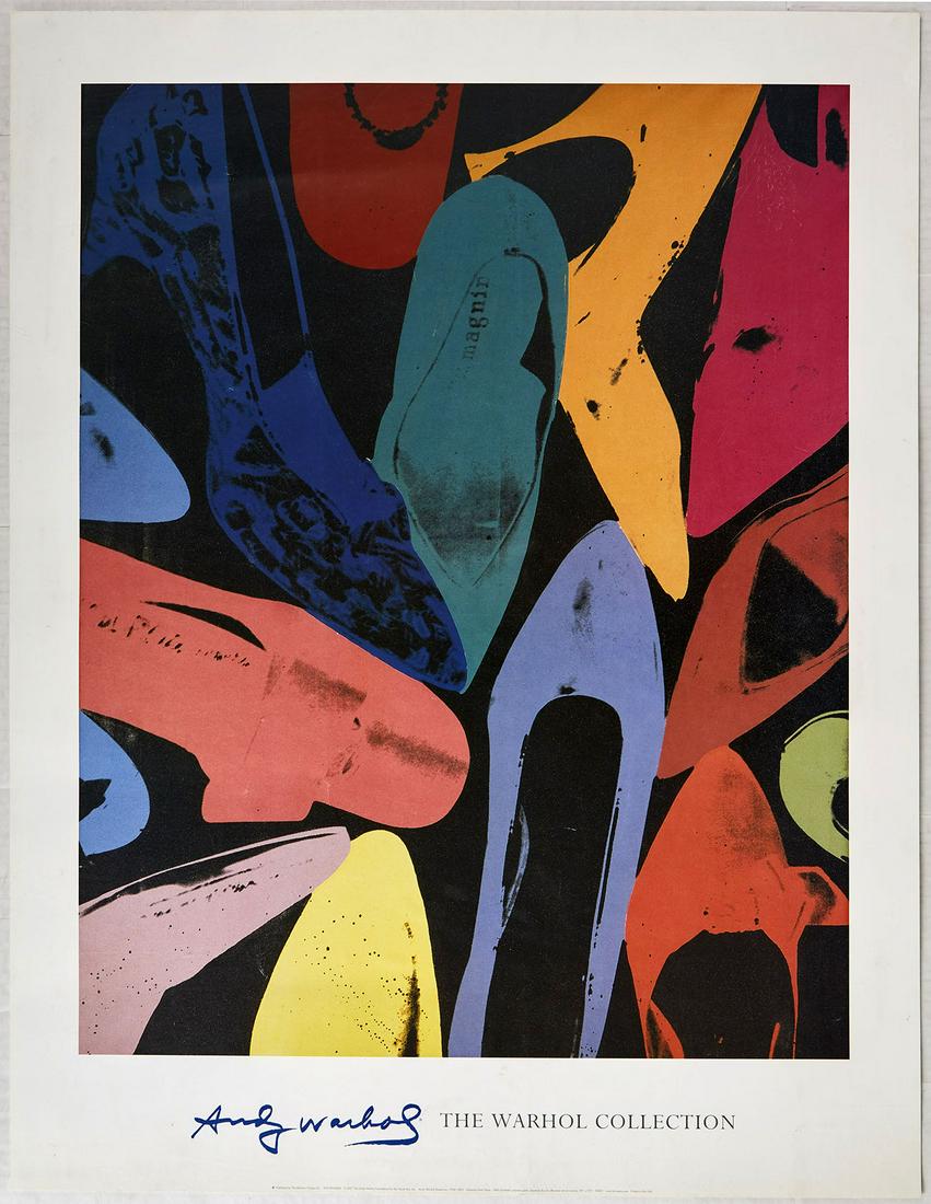 Original Advertising Poster Andy Warhol The Warhol: Commercial poster of The Andy Warhol Collection Shoes printed for sale to the public by McGaw Group under license from Warhol Foundation of Visual Arts. Colourful pop art design by the notable America