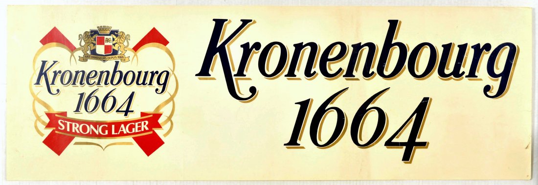 Advertising Poster Set Kronenbourg Beer Lager Alcohol: Group of 3 identical original vintage advertising posters for a Kronenbourg 1664 beer. Kronenbourg Brewery is a brewery founded in 1664 by Geronimus Hatt in the Free Imperial City of Strasburg, Holy R