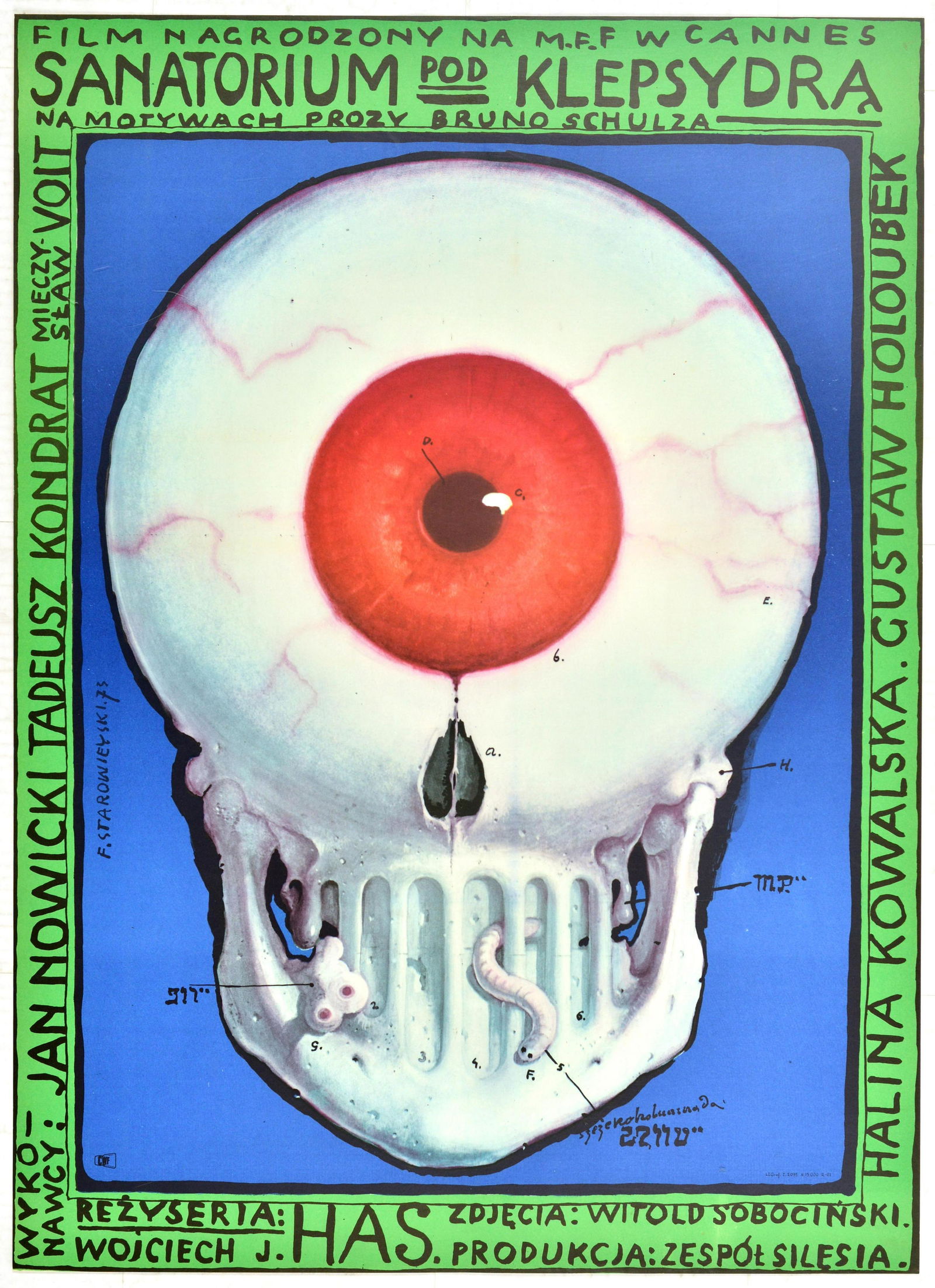Cinema Poster Sanatorium Pod Klepsydra: Original vintage Polish film poster for Sanatorium Pod Klepsydra / The Hourglass Sanatorium - a 1973 Polish film directed by Wojciech Jerzy Has, starring Jan Nowicki, Tadeusz Kondrat, MieczysÅ‚aw V