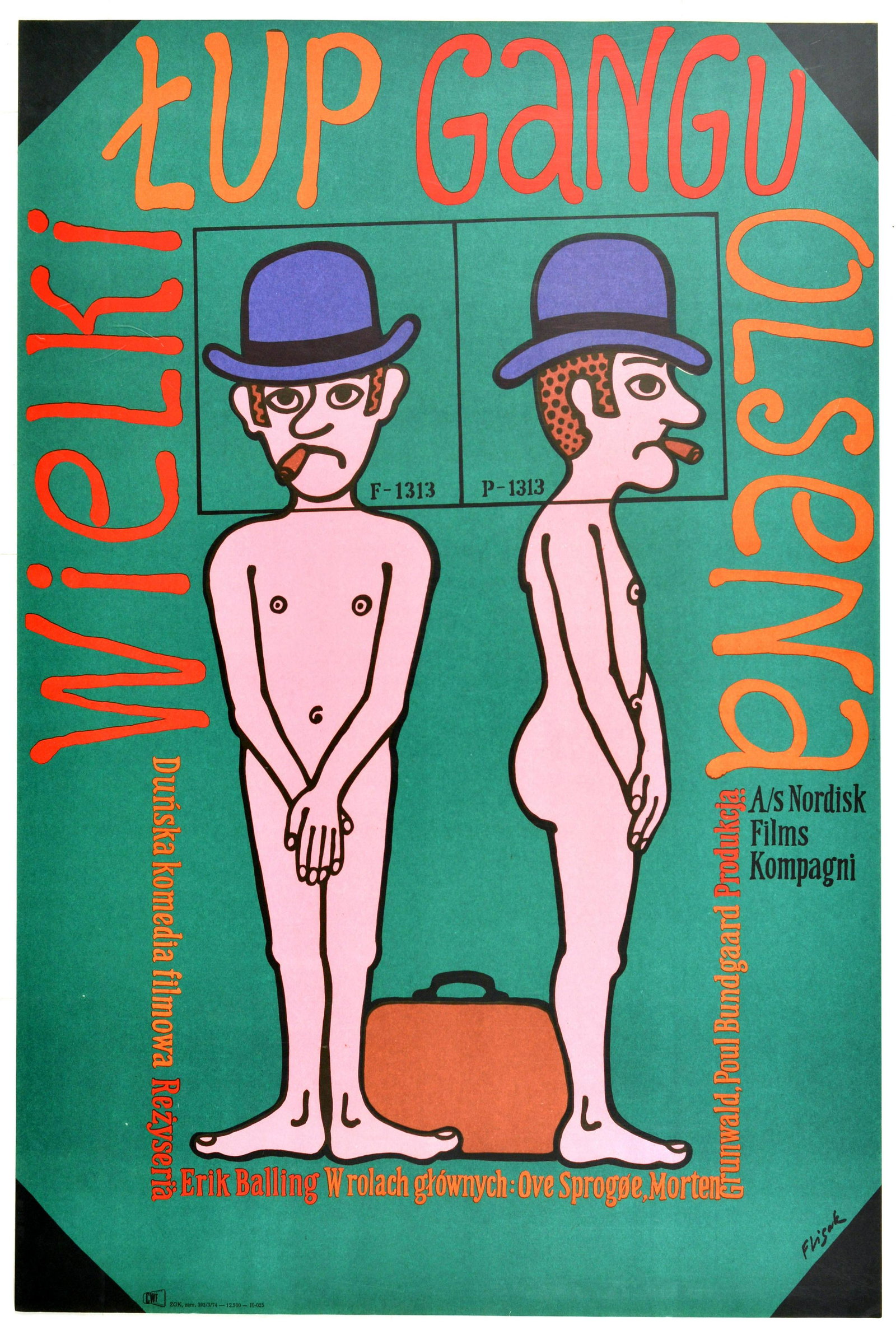 Cinema Poster Olsen Gang Norway Comedy Crime Jerzy: Original vintage Polish release movie poster for Wielki lup gangu Olsena - Olsen-bandens store kup - from the Danish Olsen Gang comedy crime series produced by Nordisk Film Kompagni, directed by Erik 