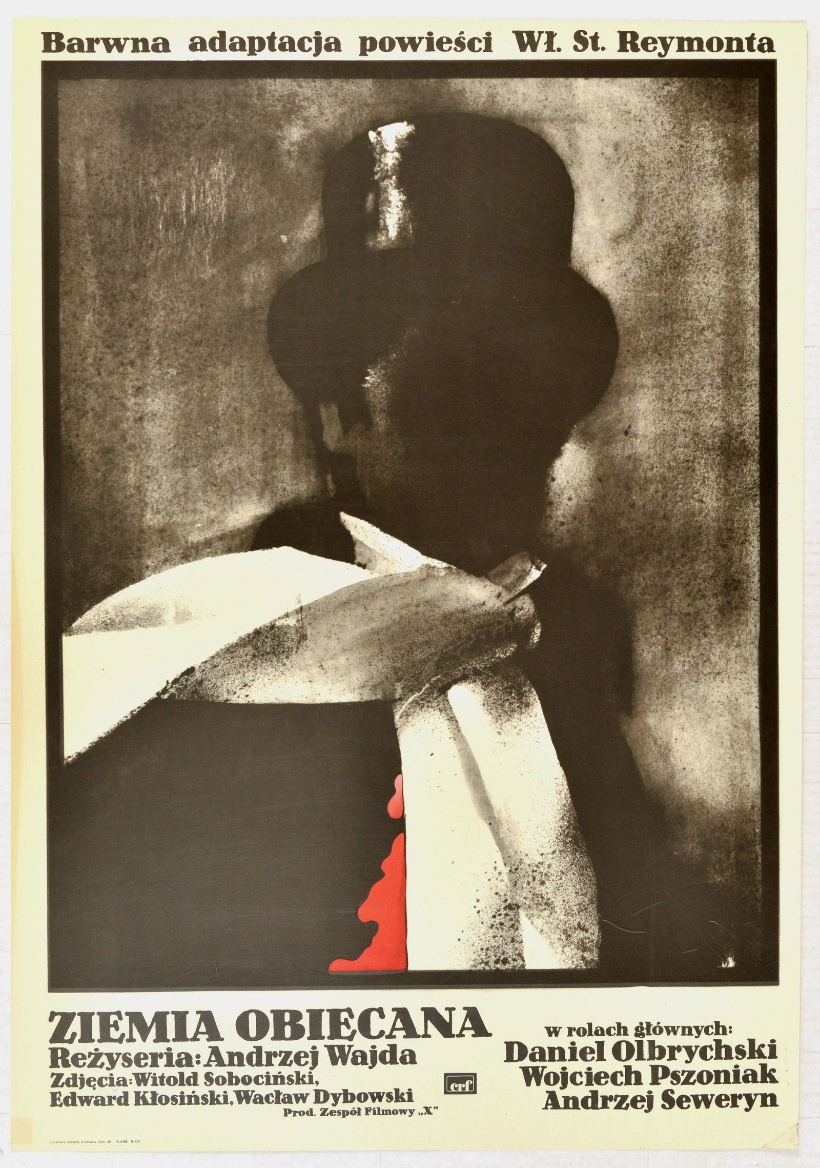 Cinema Poster Ziemia Obiecana Andrzej Wajda: Original vintage Polish film poster for Ziemia Obiecana / The Promised Land - a 1975 Polish film directed by Andrzej Wajda based on a novel by Wladyslaw Reymont starring Daniel Olbrychski, Wojciech Ps