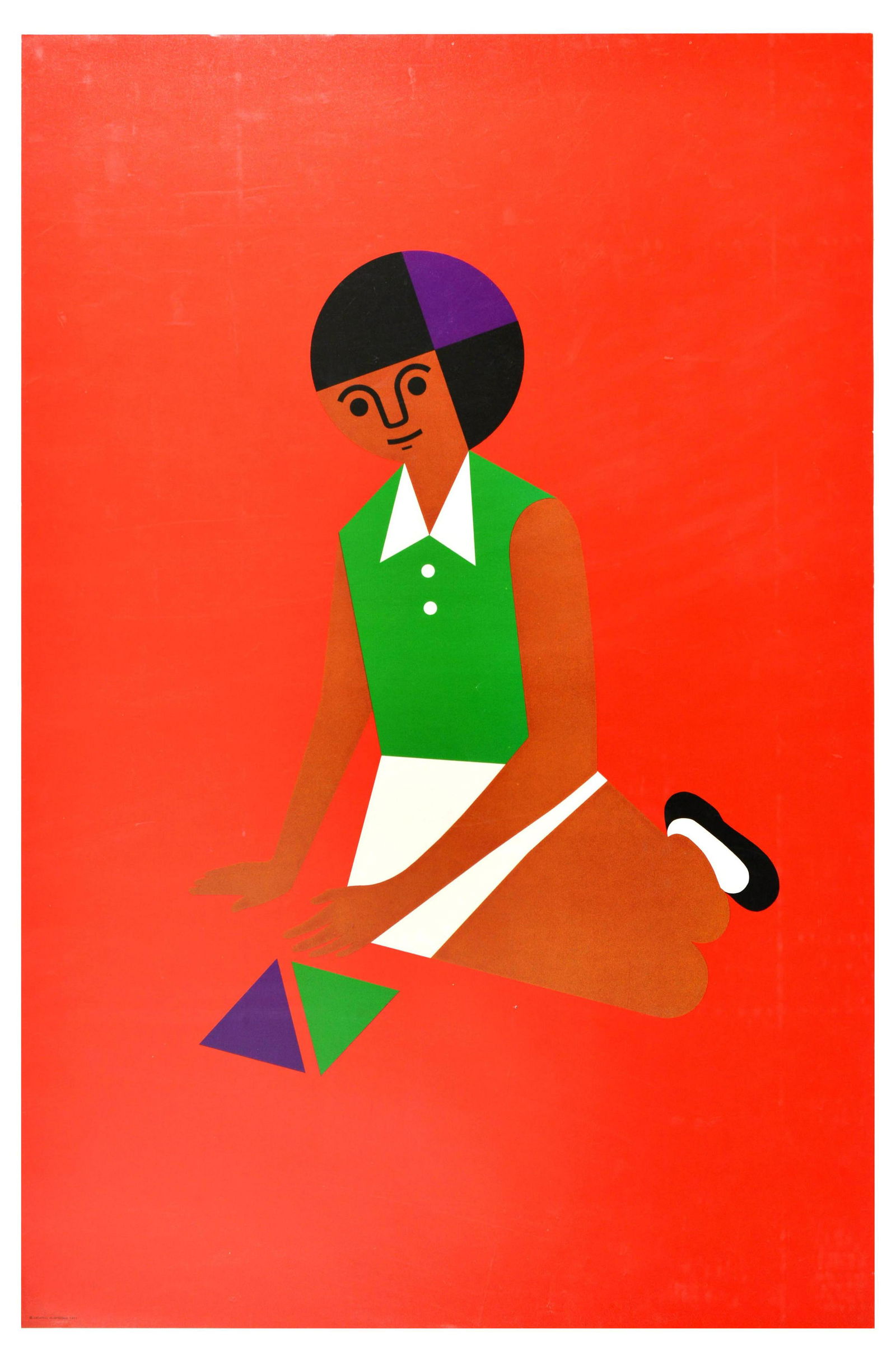 Advertising Poster Creative Playthings Fredun Shapur: Original vintage advertising poster for the Creative Playthings toy shop in Manhattan, New York, designed by South African toy maker and illustrator Fredun Shapur (b. 1929). This is one of a series of