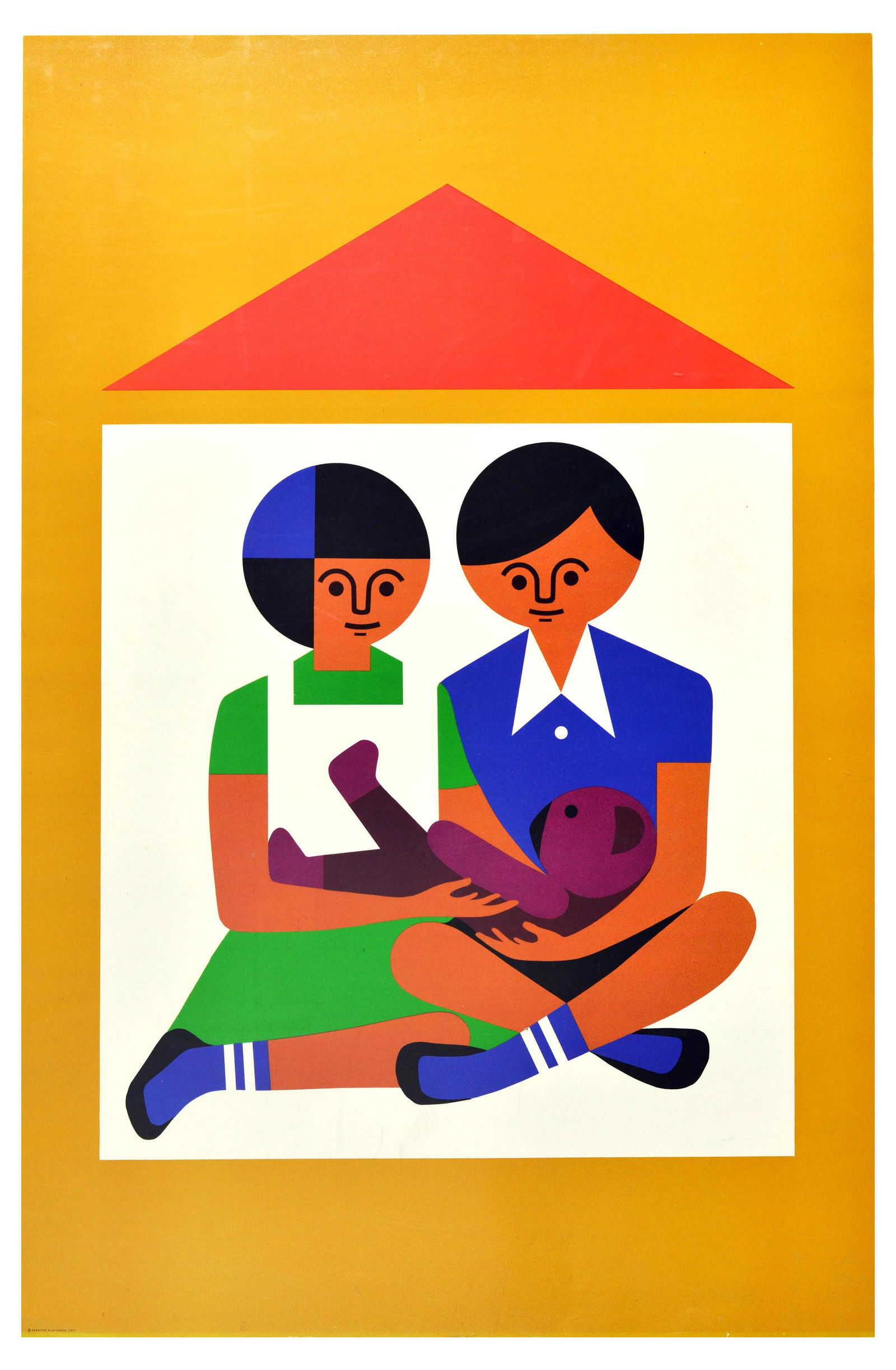 Advertising Poster Creative Playthings Fredun Shapur: Original vintage advertising poster for the Creative Playthings toy shop in Manhattan, New York, designed by South African toy maker and illustrator Fredun Shapur (b. 1929). This is one of a series of