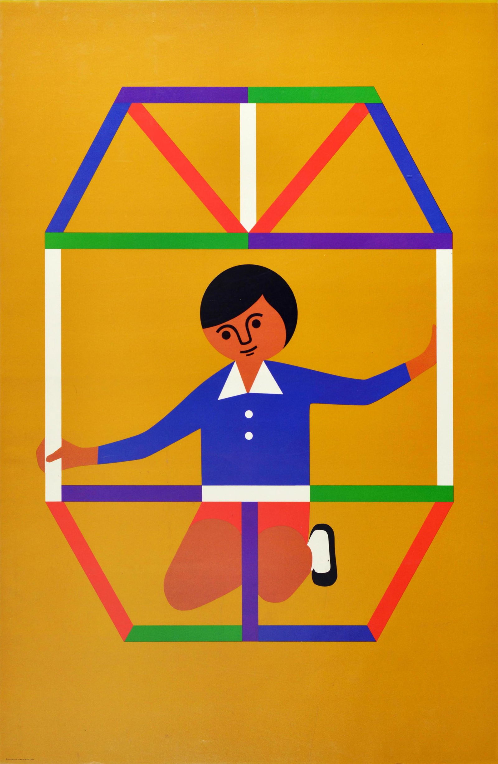 Creative Playthings Poster Fredun Shapur Building: Original vintage advertising poster for the Creative Playthings educational toy shop in Manhattan New York featuring a fun and colourful graphic design by the South African toymaker and illustrator Fr