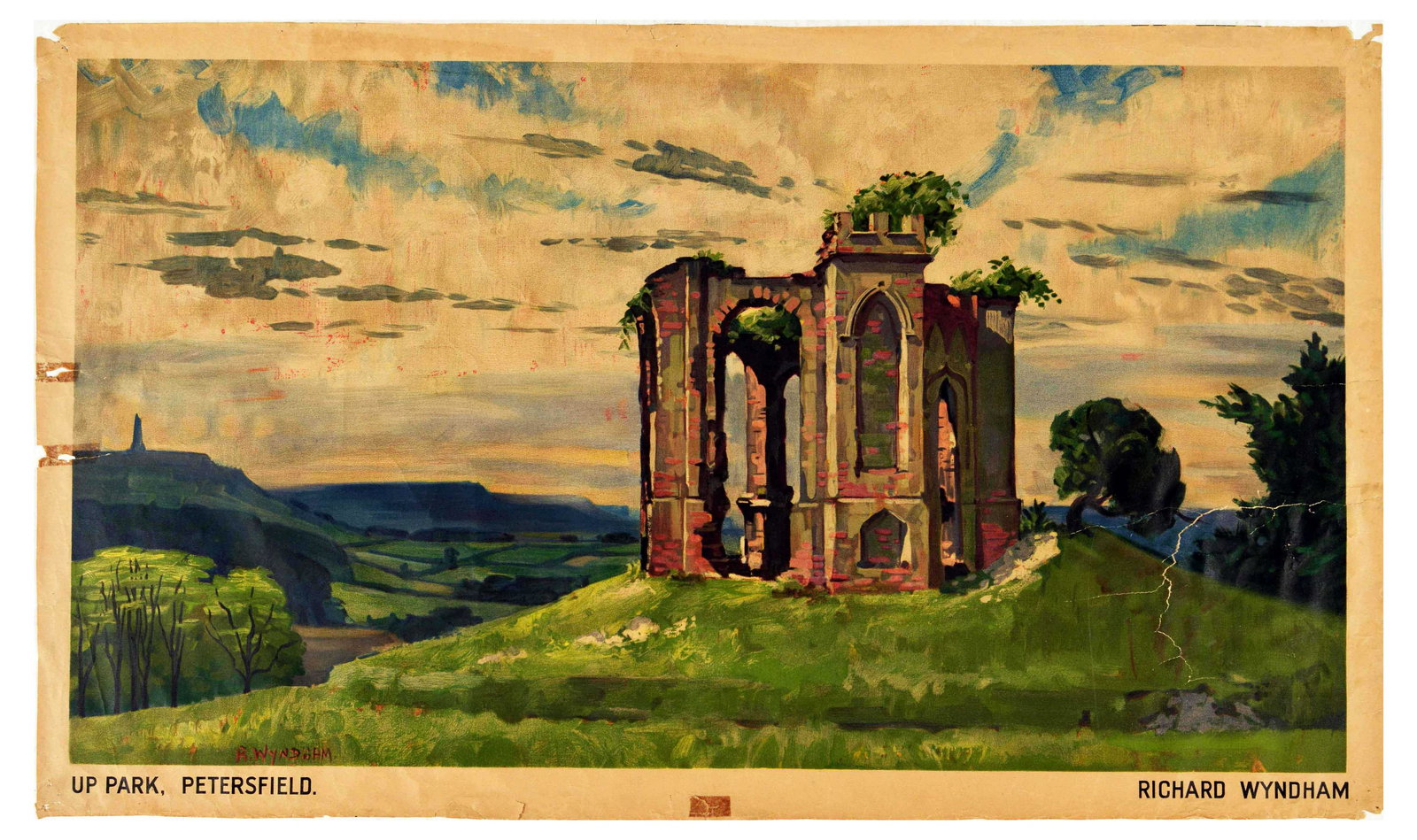 Travel Poster Up Park Petersfield Richard Wyndham Shell: Original vintage travel advertising poster To visit Britain's Landmarks you can be sure of Shell for Up Park in Petersfield featuring a great design by an artist Richard Wyndham (1896-1948), featuring