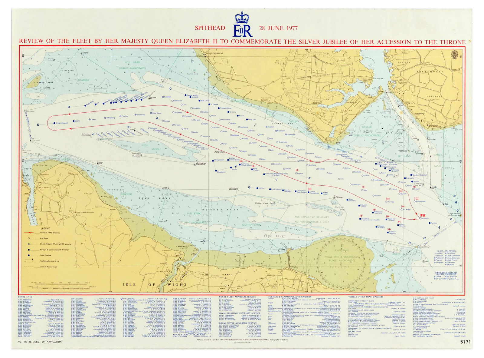 Propaganda Poster Queen Elizabeth Silver Jubilee Fleet Review: Original vintage poster â€“ Review of the fleet by Her Majesty Queen Elizabeth II to Commemorate the Silver Jubilee of Her Accession to the Throne â€“ featuring a map of the fleet position,