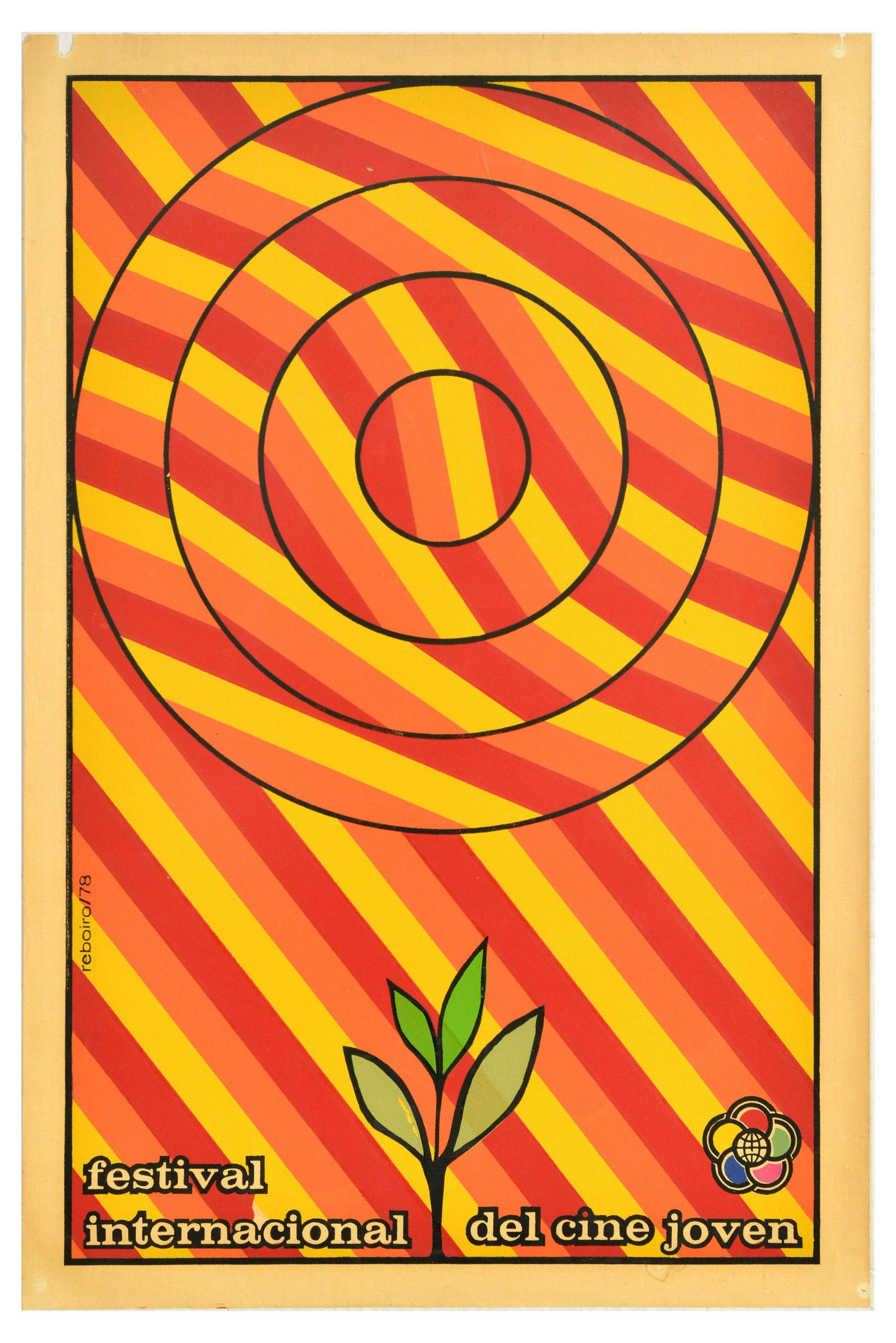 Advertising Poster Festival Internacional Del Cine Joven Cuba: Original vintage advertising poster for International Youth Film Festival / Festival Internacional Del Cine Joven, featuring a bright illustration by a Cuban artist Antonio Fernandez Reboiro (b.1935),