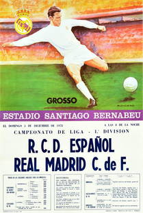 Sport Poster RCD Espanol Real Madrid Football: Original vintage sports poster for the Santiago Bernabeu Stadium League Championship First Division / Grosso Estadio Santiago Bernabeu Campeonato de Liga 1a Division Spain R.C.D. Espanol Real Madrid C