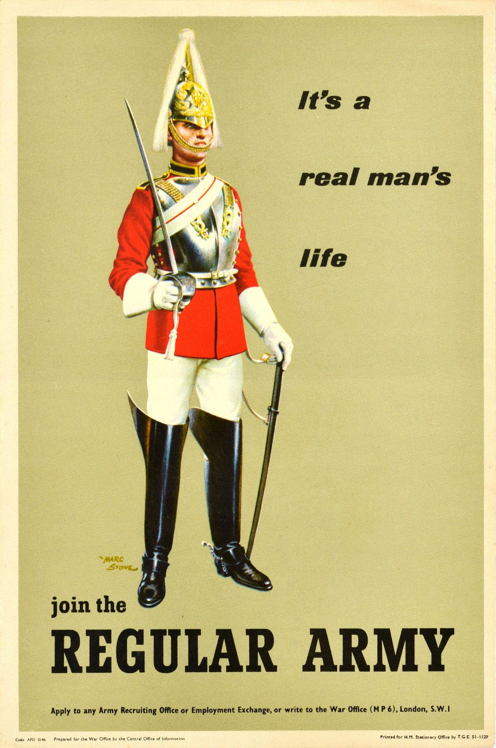 Propaganda Poster Life Guards Recruitment Regular Army Real Mans Life (1 of 1)