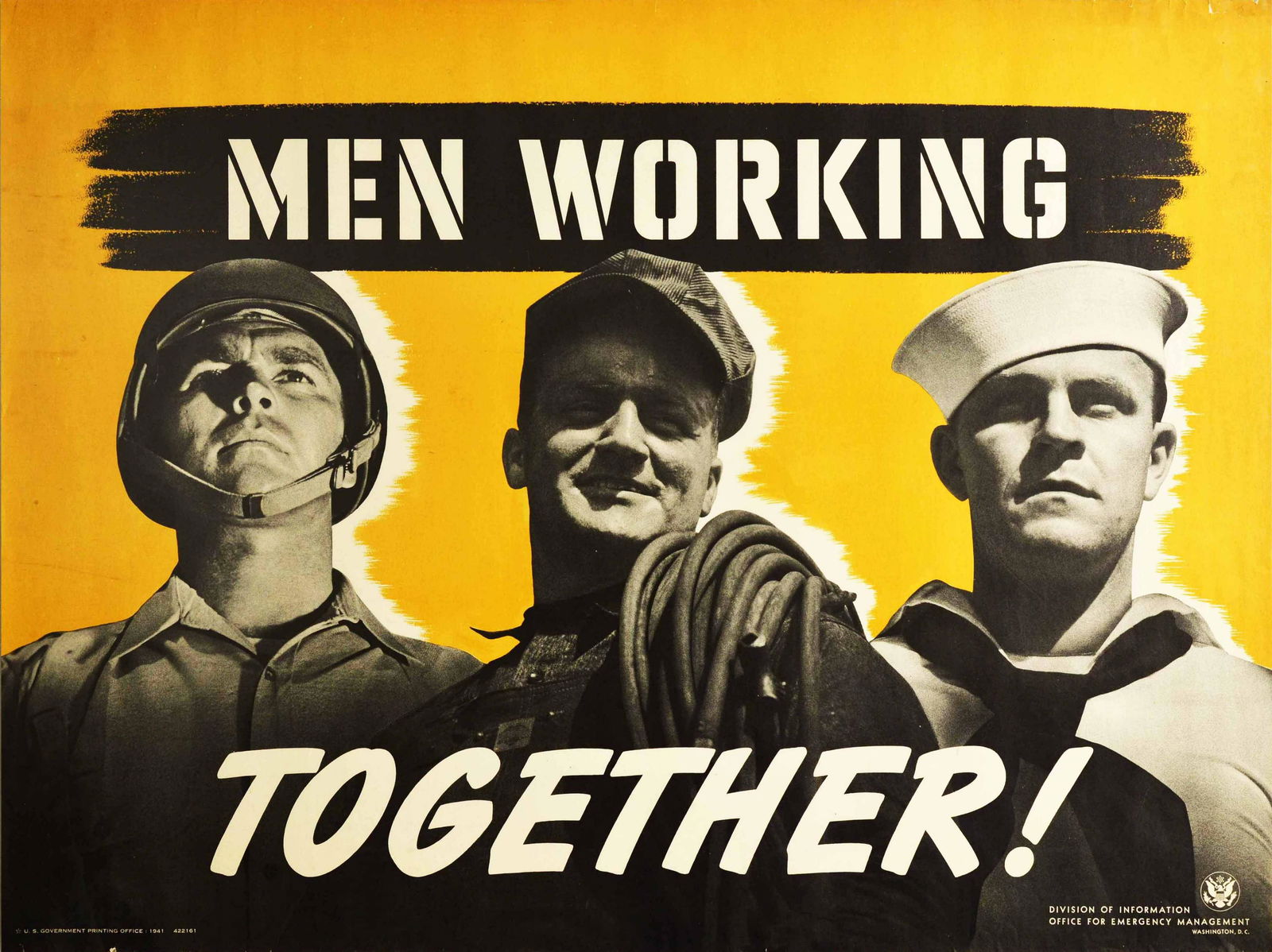 War Poster Men Working Together USA WWII Home Front (1 of 1)