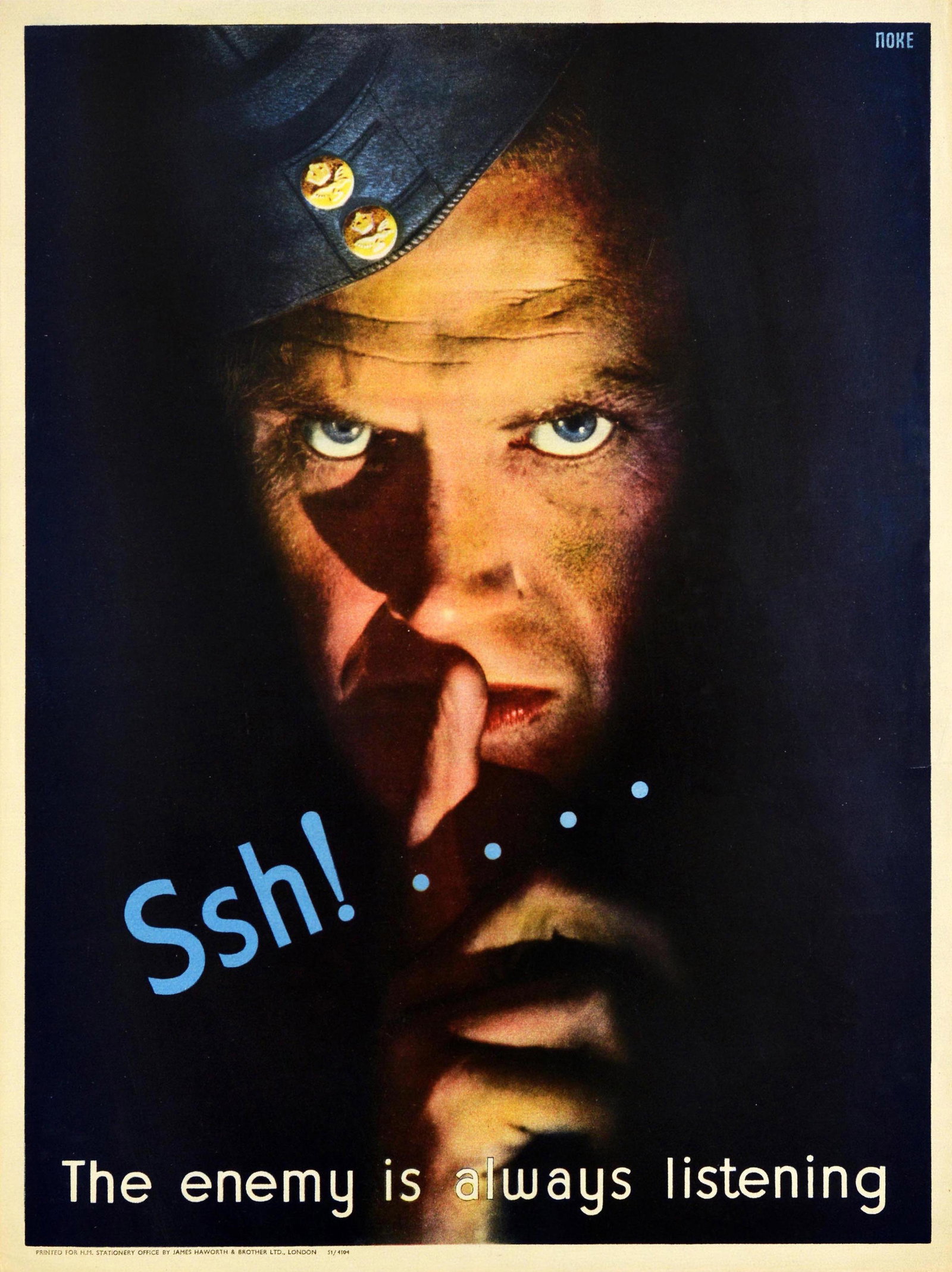 War Poster Enemy Is Always Listening Careless Talk WWII (1 of 1)