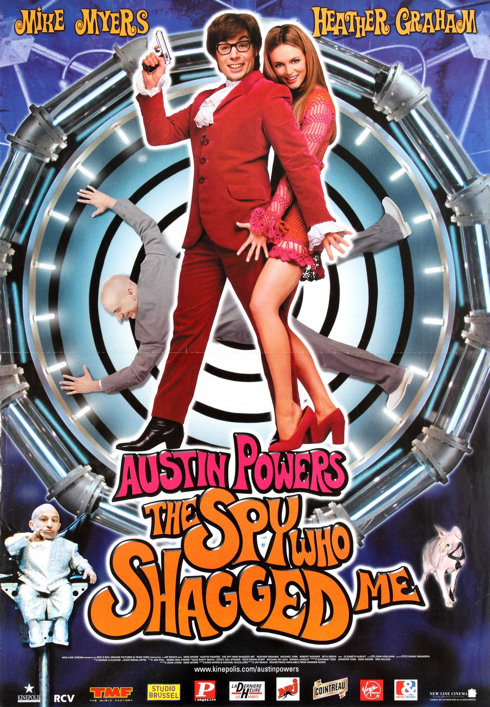 Movie Poster Austin Powers The Spy Who Shagged Me: Original vintage movie poster for the Belgian release of the American comedy spoof spy film Austin Powers The Spy who Shagged Me directed by Jay Roach and starring Mike Myers in the lead role with Hea