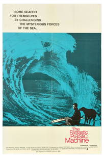 Movie Poster The Fantastic Plastic Machine Surfing: Original vintage movie poster for The Fantastic Plastic Machine, a 1969 sports documentary about surfing directed by Eric Blum and Lowell Blum, the poster features an image of a man and a dog in front