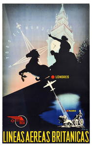 Travel Poster BEA Airlines London Madrid Big Ben