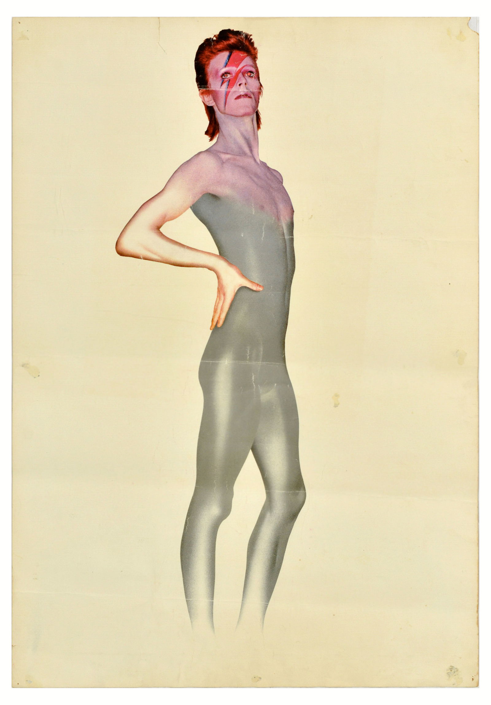 Advertising Poster David Bowie Aladdin Sane Music: Original vintage double-sided music advertising poster for the David Bowie album Aladdin Sane released in 1973 featuring the iconic cover artwork by the English photographer Brian Duffy (1933-2010) of